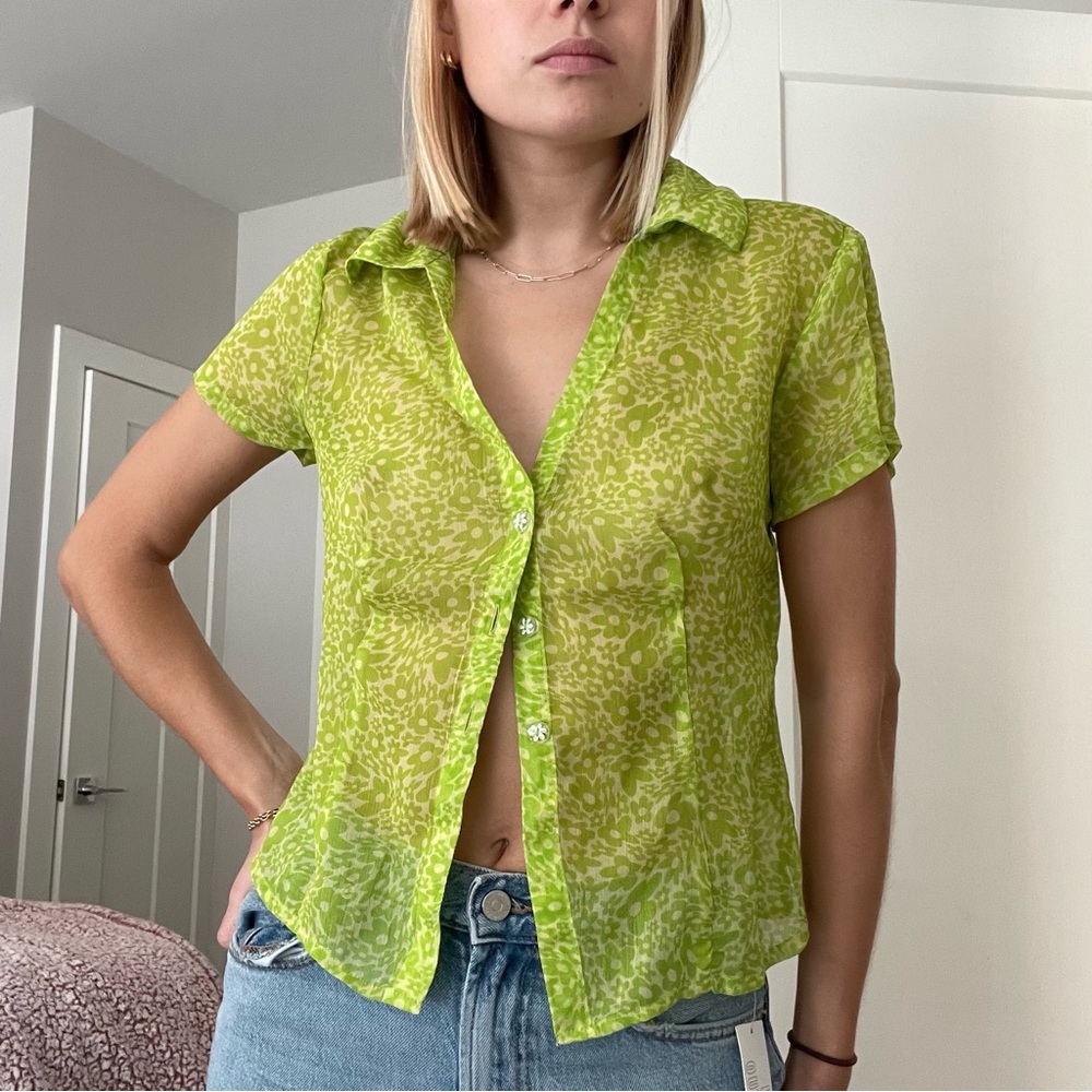 Urban Outfitters Giselle Sheer Button Down Top Small